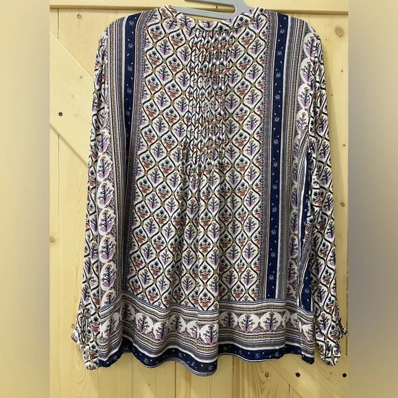 🥰😍Daniel Rainn Boho Country Blue & Purple Colorful Flowing Top - Picture 7 of 12